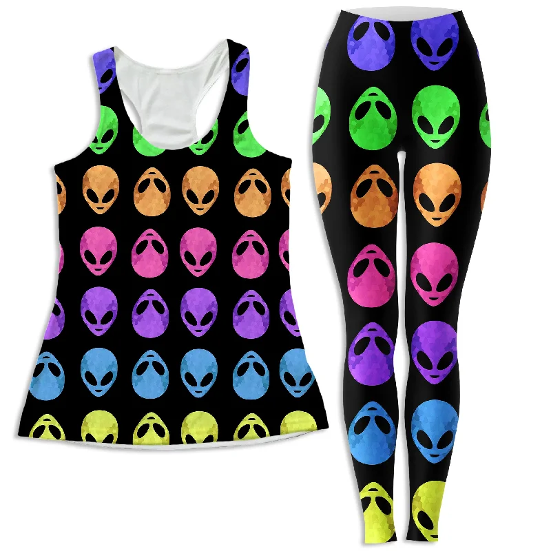 Alien Pattern Women's Tank and Leggings Combo bronze tank top
