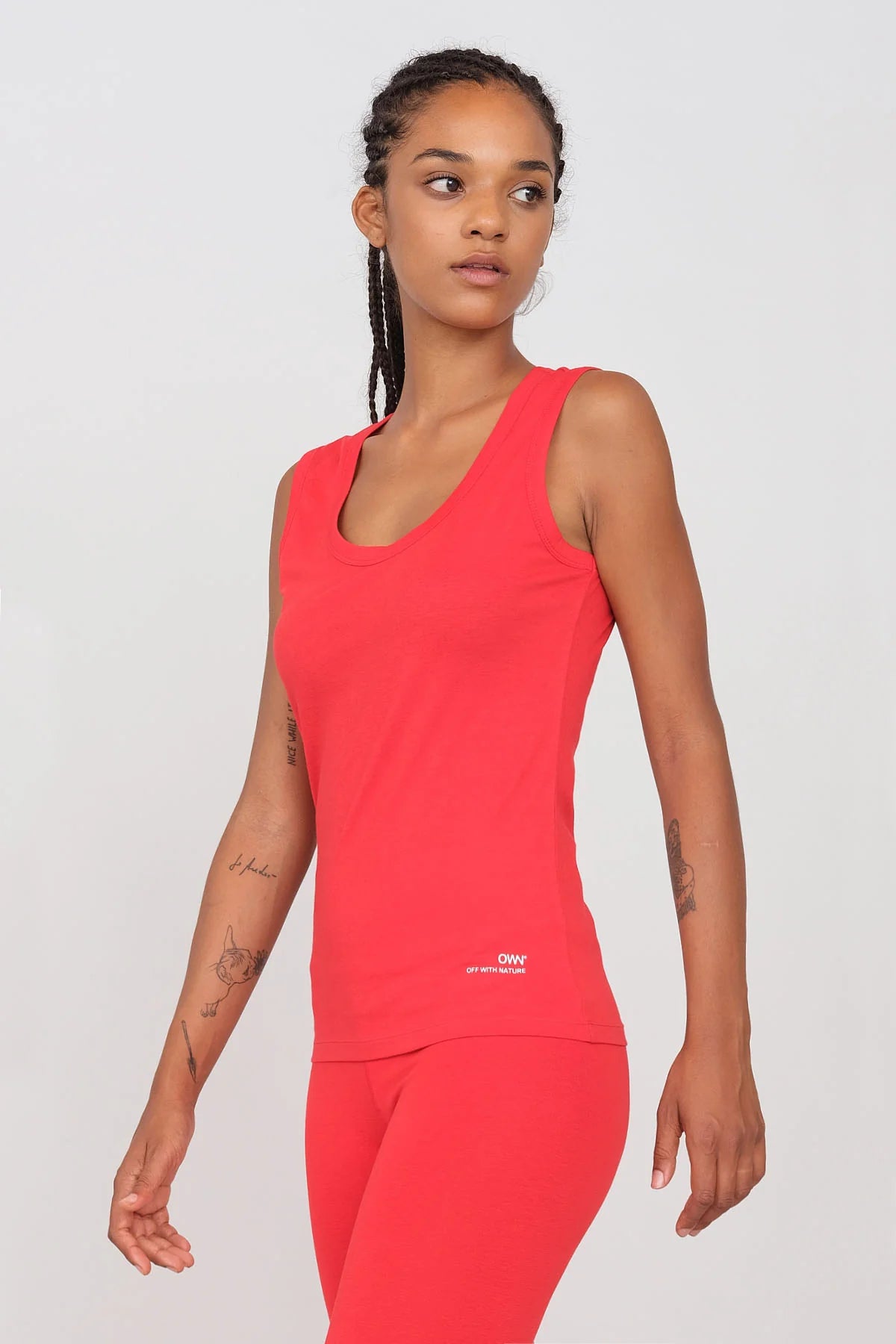 Women's Deep Neck Tank Top Red long tank top