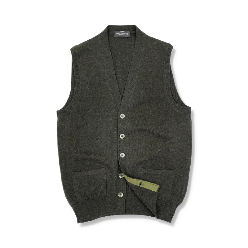 Cashmere Sleeveless Cardigan in Forest Green Sequined Glittery Shiny