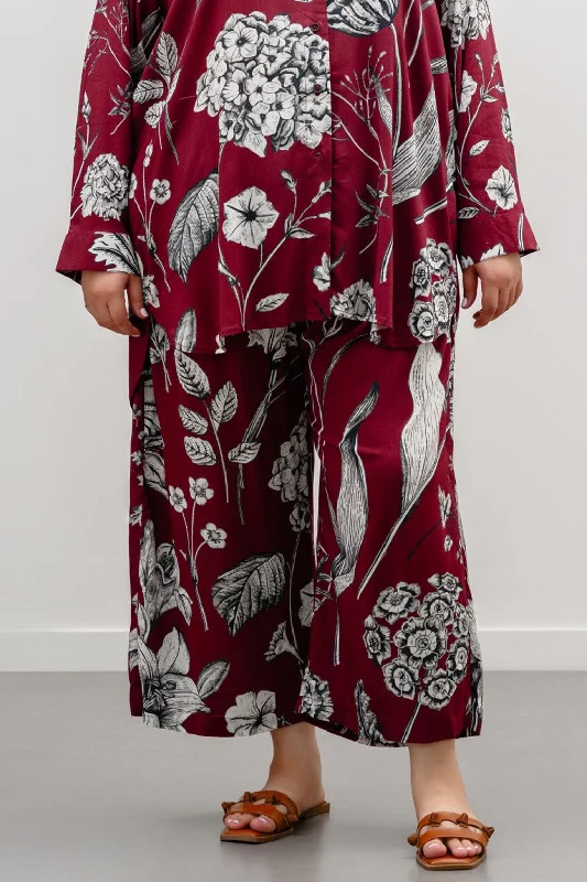 CURVE CRIMSON BLOOM PANTS Casual Wide Pants