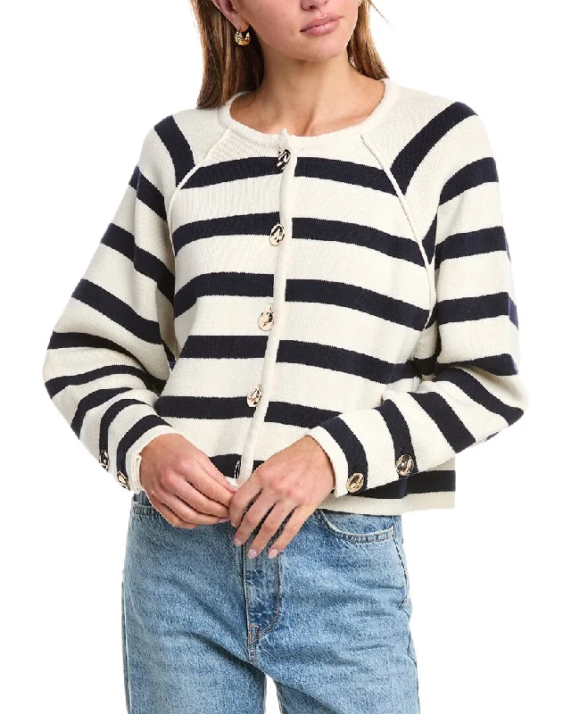 ba&sh Massimo Wool-Blend Cardigan Zippered Buttoned Snapped