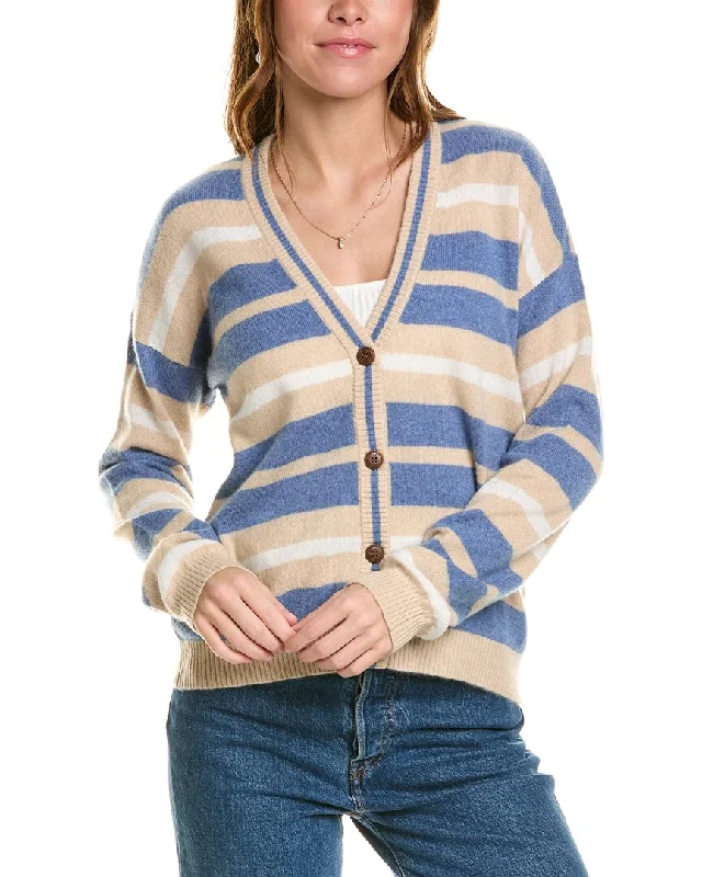 Minnie Rose Cashmere Cardigan Notch Collar Peter Pan Collar Cowl Neck