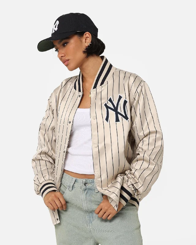 New Era New York Yankees Varsity Jacket Light Beige Stand-Up Collar Roll-Neck Collar Turtle Neck