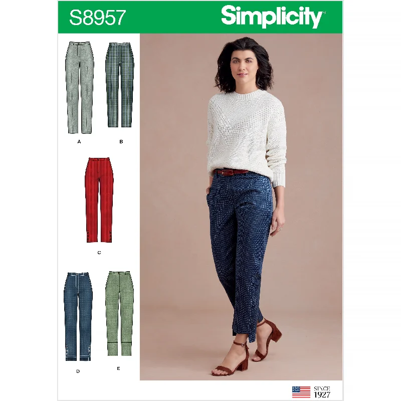 Simplicity Pattern 8957 Misses' Slim Leg Pant with Variations Comfortable Fleece Pants