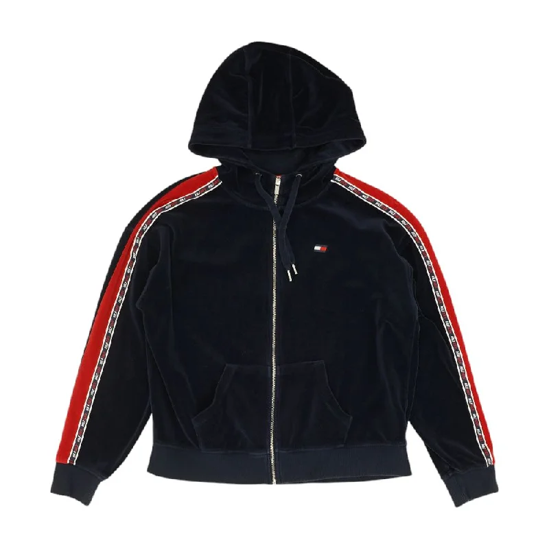 Navy Solid Active Jacket Toggled Jacket Drawstring Jacket Belted Jacket