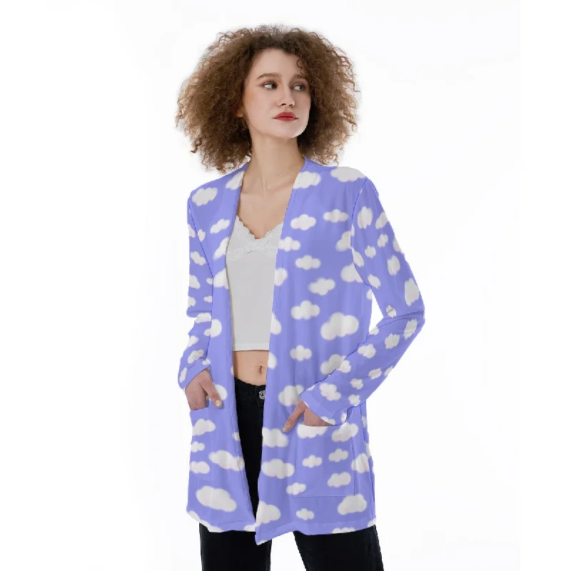 Dreamy Clouds Open Front Lightweight Cardigan With Pockets (Periwinkle) Fleece Fabric Down Fabric Feather Fabric Dreamy Clouds Open Front Lightweight Cardigan With Pockets (Periwinkle) Fleece Fabric Down Fabric Feather Fabric