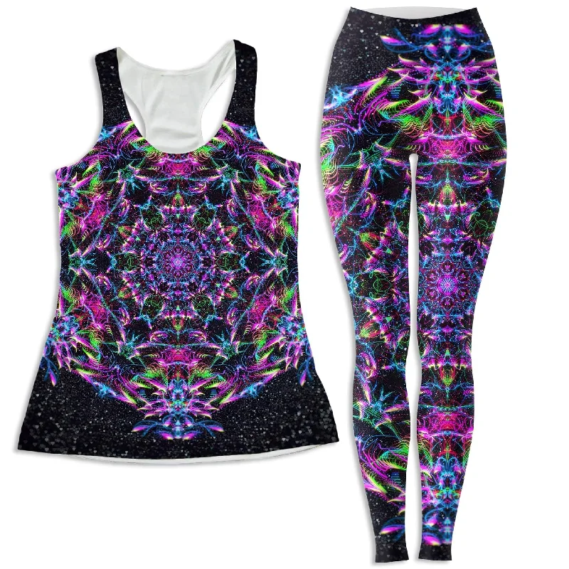 Purp Geometric Women's Tank and Leggings Combo cropped tank top