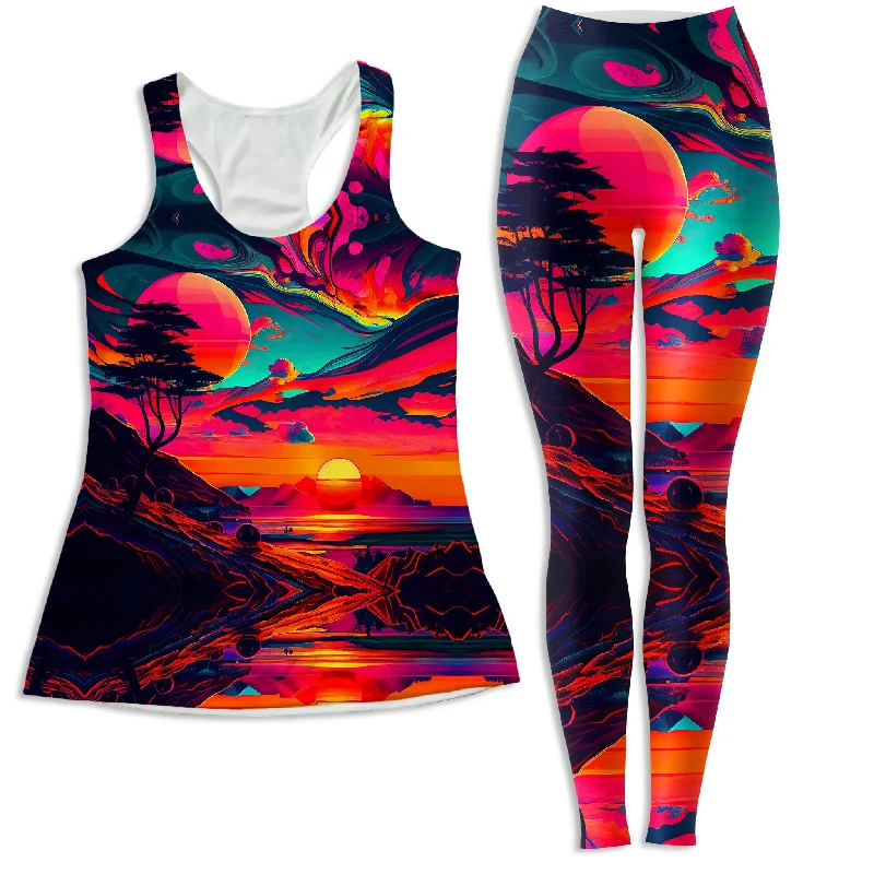 Sunset Melt Women's Tank and Leggings Combo lace tank top