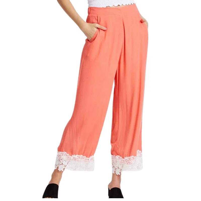 OXXO - High Rise Pants with Lace Casual Wide Pants