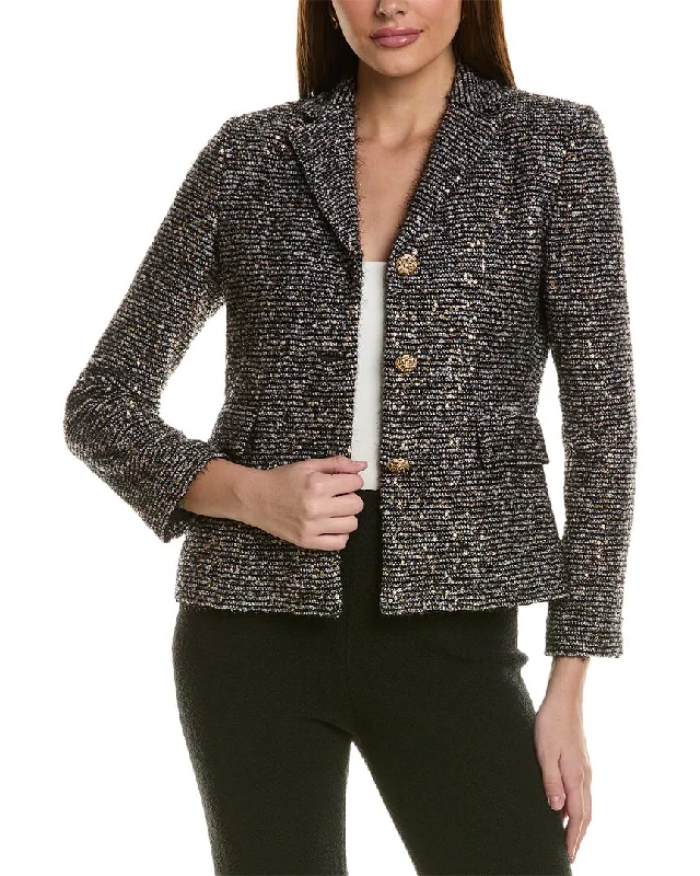 ST. JOHN JACKET-SEQUINBOUCLENOTCHLINED Faux Fur Jacket Real Fur Jacket Shearling Jacket