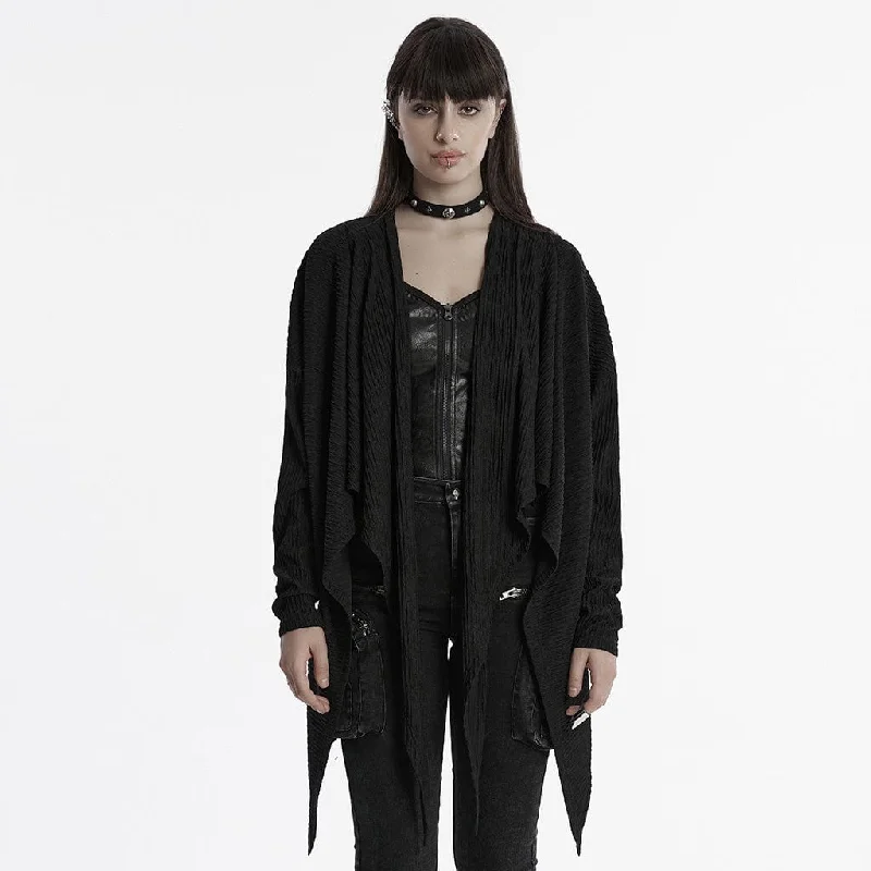 Women's Punk Irregular Ruched Cardigan Knit Fabric Woven Fabric Fleece Fabric