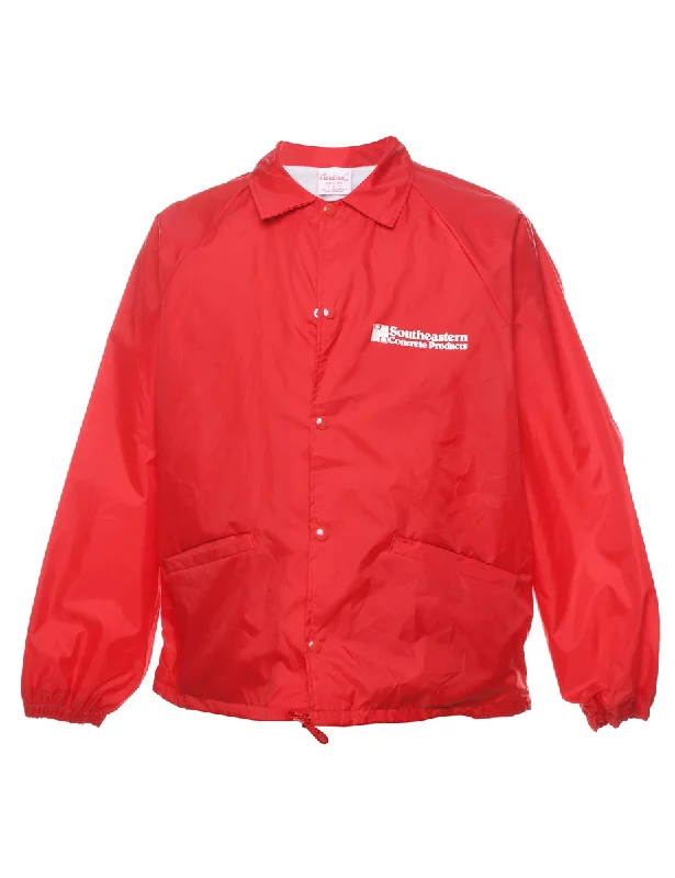 Cardinal Red & White Coach Nylon Jacket - L A-Line Jacket Boat Neck Shawl Collar