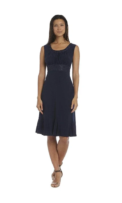 R&M Richards 5393 - Lace Jacket Ruched Formal Dress A-Line Jacket Boat Neck Shawl Collar