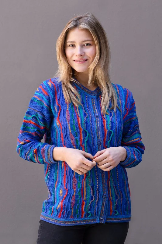 Crop Cardigan - Ocean Chenille Brocade Lace