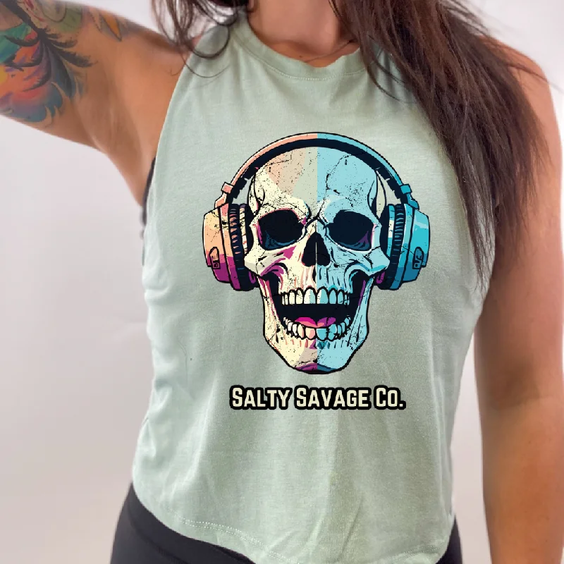 Ladies "Dead Beats" Flowy Crop Tank low neck tank