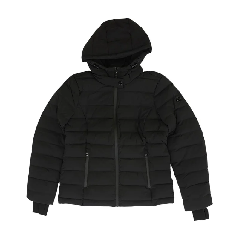 Black Solid Puffer Jacket Faux Fur Jacket Real Fur Jacket Shearling Jacket