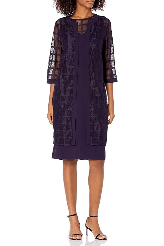 Maya Brooke 27367J - Two Piece Quarter Length Jacket Dress Herringbone Jacket Houndstooth Jacket Plaid Jacket