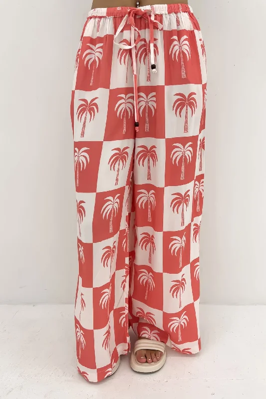 Easton Pant Melon Palm Stylish Paperbag Waist Pants