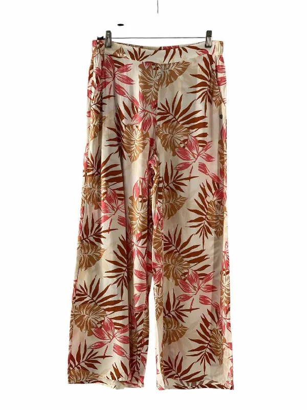 Roxy Size L Cream Pink Tropical Pants Formal Linen Trousers