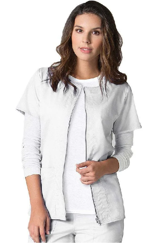 Maevn Eon Womens Short Sleeve Zip Front Jacket Back Mesh Panel <br> Style - 8728 <br> Sizes XS - 3XL Ribbed Jacket Pleated Jacket Ruffled Jacket