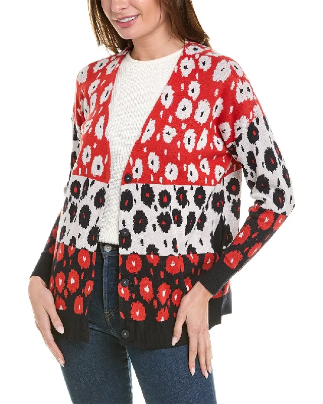 cabi Upbeat Cardigan Real Fur Shearling Chenille