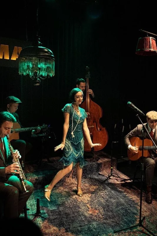 1920s Cocktail Party Dress in Teal Mermaid Tail Wedding