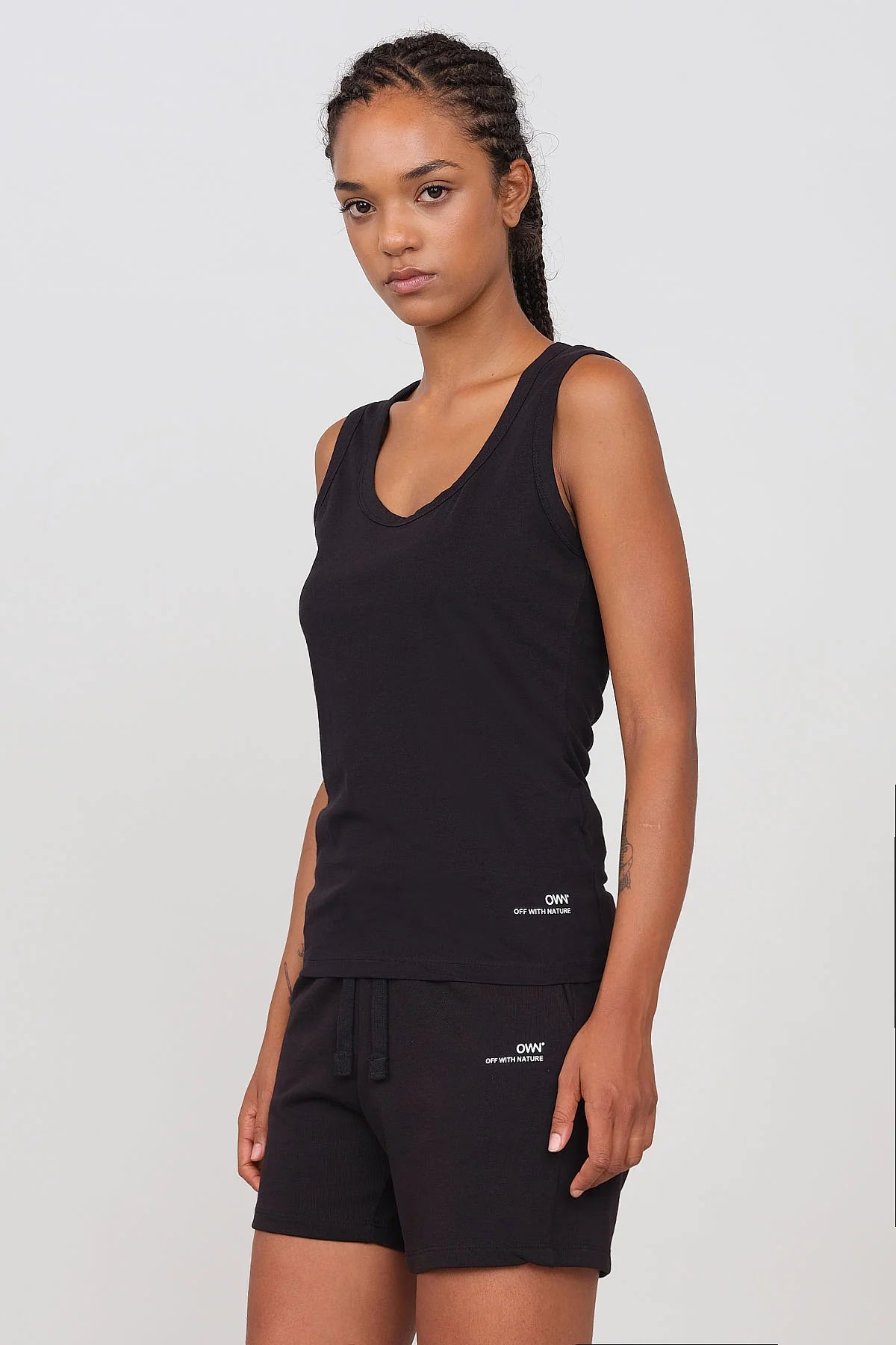 Women's Deep Neck Tank Top Black strapless tank top