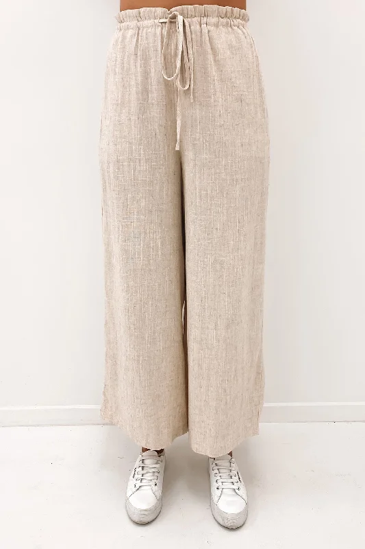 Skye Pant Beige Elegant Palazzo Trousers