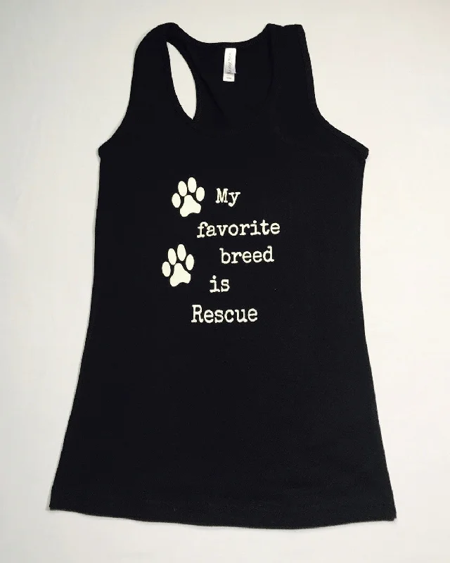 My Favorite Breed is Rescue Womens Tri-Blend Racerback Tank solid color tank