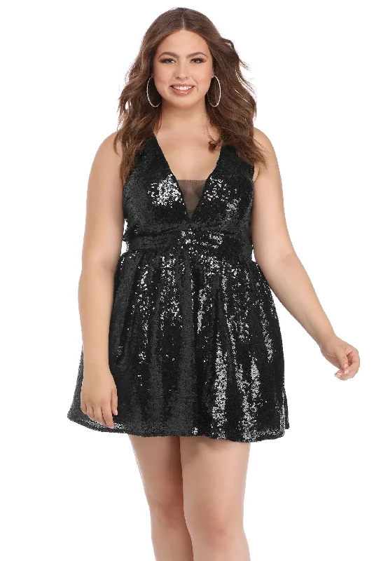 Plus Steph Sequin Party Dress Tunics Summer linen