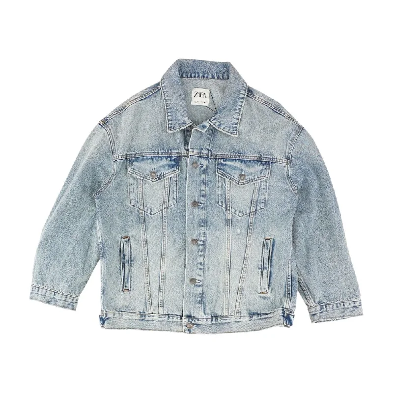 Blue Solid Denim Jacket Satin Jacket Silk Jacket Chiffon Jacket