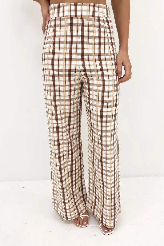 Lulu Pant Brown Check Relaxed High-Waist Trousers