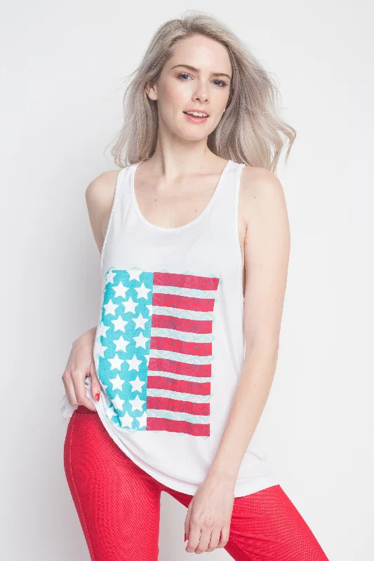 USA Tribal Flag Graphic Tank Top open back tank