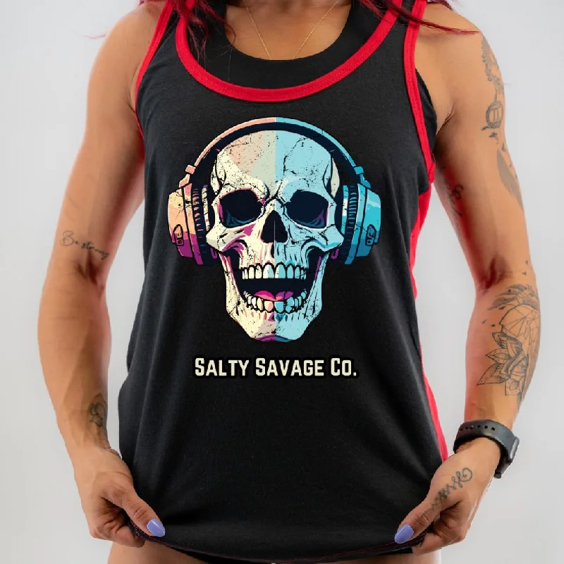 Salty Savage Ladies “Dead Beats” Two Tone Racerback Tank relaxed fit tank