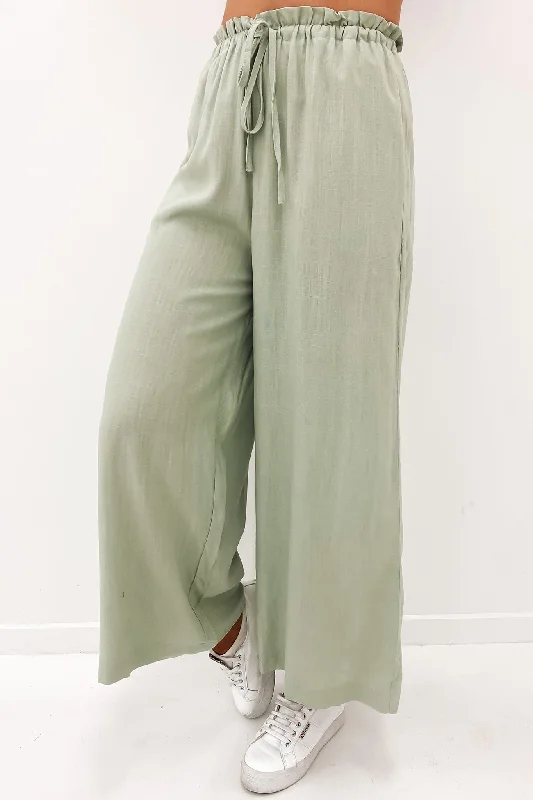Skye Pant Green Fashionable Button-Up Pants