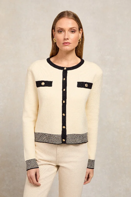 Bridget Cardigan (Cream) Thin Thick Dense