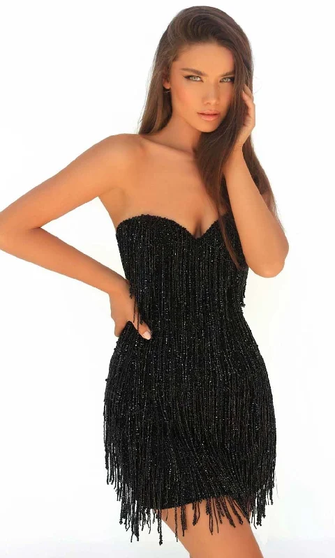 Tarik Ediz - 51103 Dangling Detailed Party Dress empire Waist empire