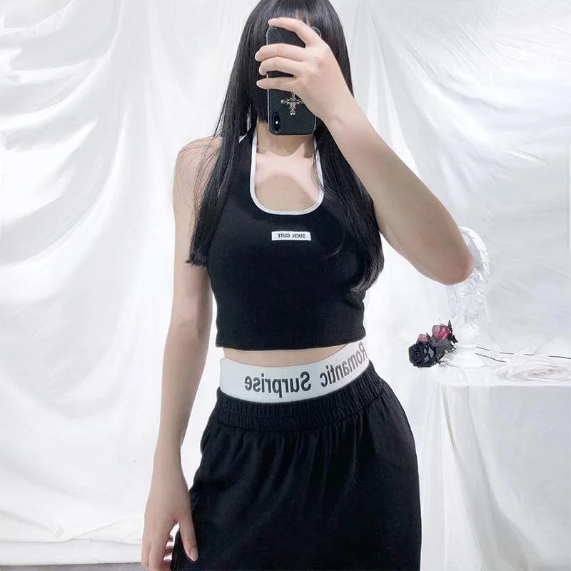 Women's Gothic Sporty Skinny Halter Tank tops basic tank top
