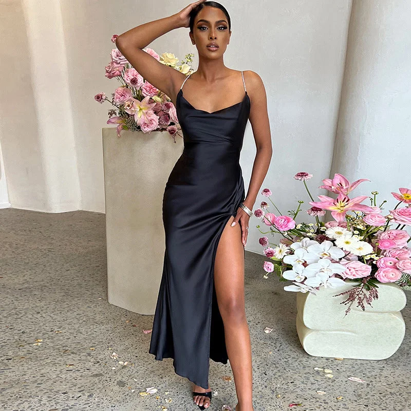 Sexy Backless Party Dresses Cowl Neckline Elegant