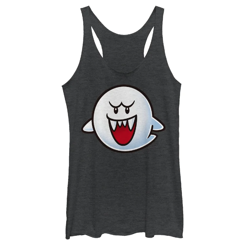 Women's Nintendo Mario Boo Ghost Smile Racerback Tank Top crossback tank top