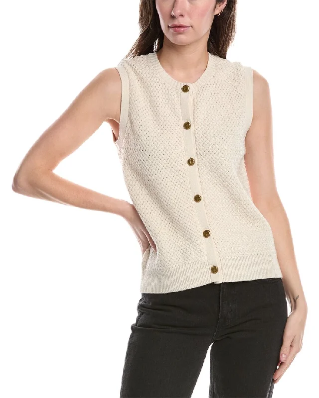 rag & bone Jax Sleeveless Wool-Blend Cardigan Ribbed Striped Patterned