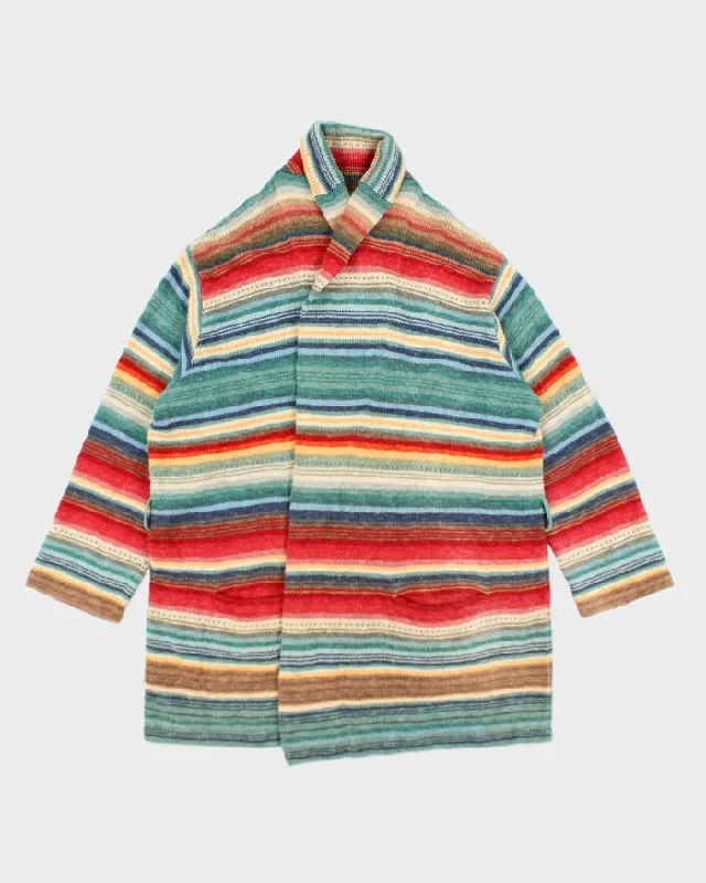 Vintage Ralph Lauren Multi Coloured Striped Knit Cardigan - XXXL Houndstooth Herringbone Solid Vintage Ralph Lauren Multi Coloured Striped Knit Cardigan - XXXL Houndstooth Herringbone Solid