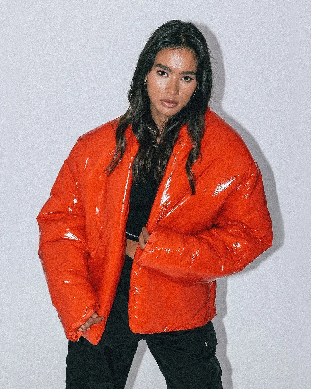 Club Paradise  Paxton Puffer Jacket Red Hoodie Zip-Up Jacket Button-Up Jacket