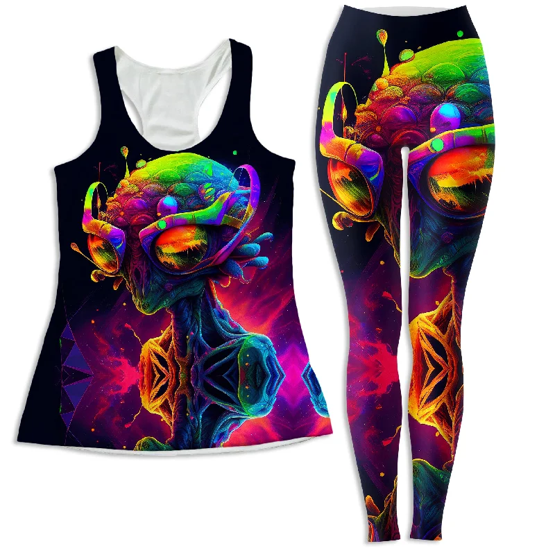 Psychedelic Alien Women's Tank and Leggings Combo high neck tank