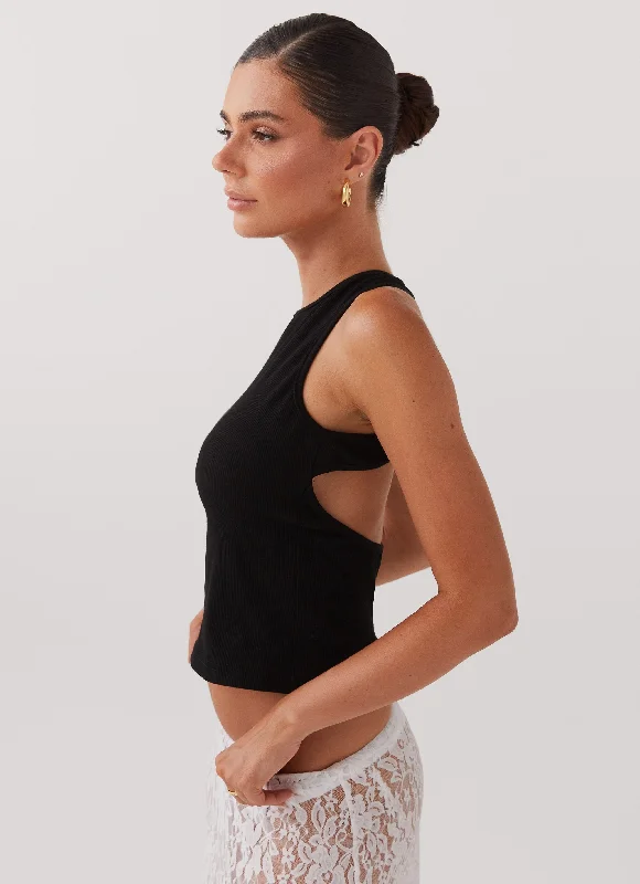 Alice Cut Out Tank Top - Black soft tank top