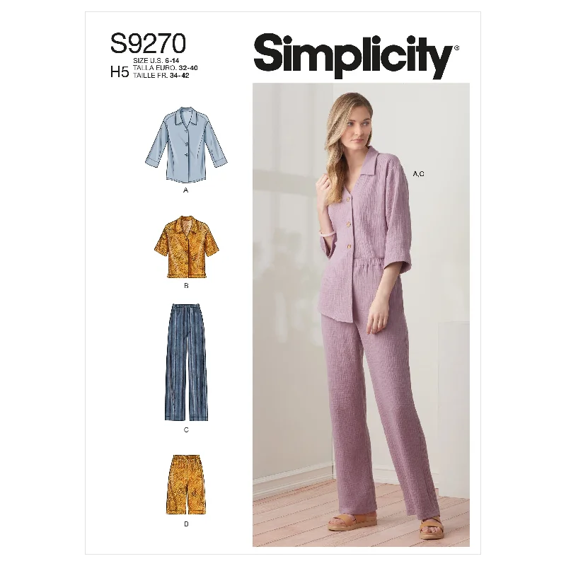 Simplicity Pattern 9270 Misses' Tops & Pants In Two Lengths Soft Sweatpants Style