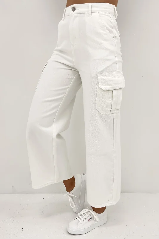 Loxley Cargo Pant White High-Waist Jeans