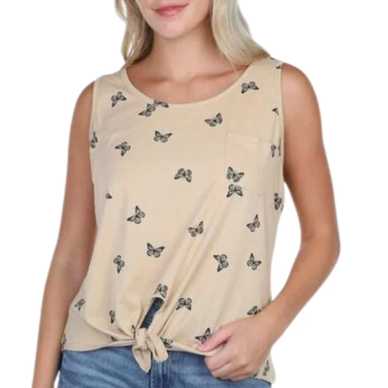 REBELLIOUS ONE - Printed Tie-Hem Tank Top yoga tank top