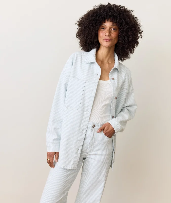 Molly Oversized Denim Shirt Jacket Snapped Jacket Toggled Jacket Drawstring Jacket