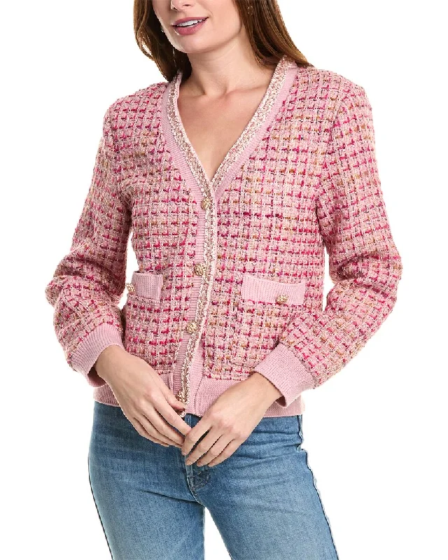 FATE Tweed Cardigan Spandex Blend Rayon Blend Denim Blend